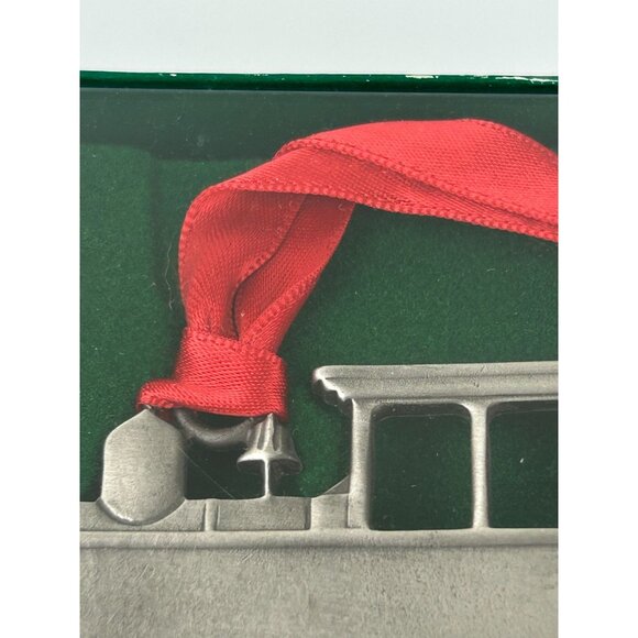 Genuine Pewter Train Christmas Ornament Holiday Tree Decor Red Ribbon VTG USA - Picture 6 of 15